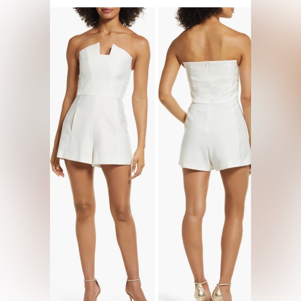 Black Halo Lena Strapless Romper In Cristal-porcelain
